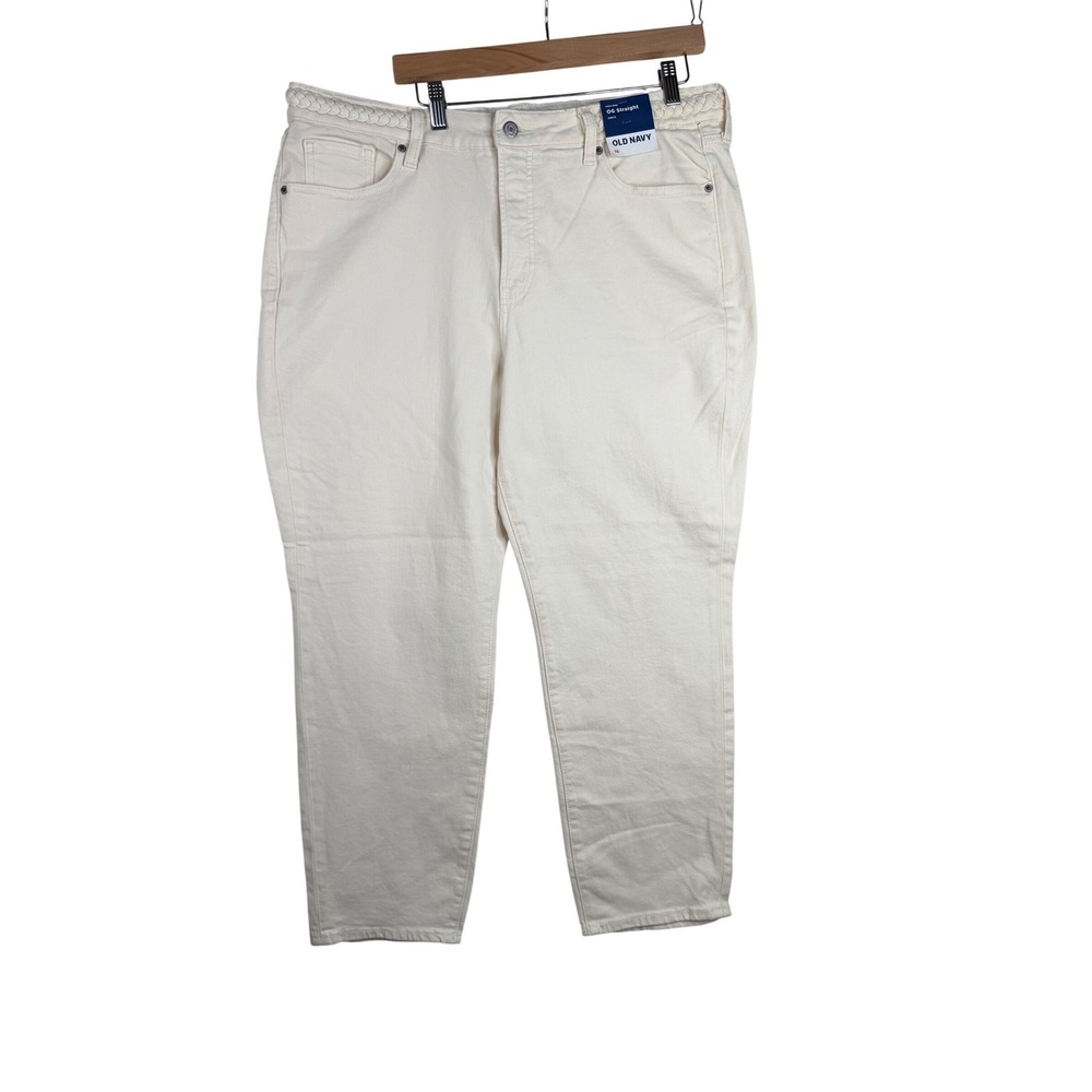 New Old Navy High Rise OG Straight Ankle Jeans size 16 Cream